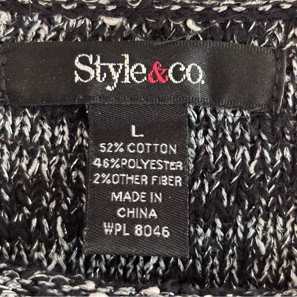 Style & Co Women's Black and White Knit Sweater Size Large Long Sleeve - Picture 5 of 9